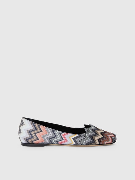 Ballerinas in chevron fabric, Black    - LS24SY04BV00FYS91KM