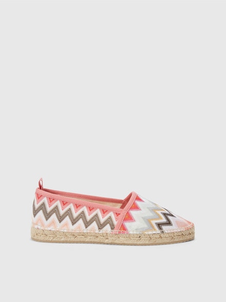 Espadrilles con tomaia in tessuto chevron, Rosa   - LS24SY08BV00FYS30DT