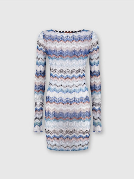 Zigzag crochet dress with lurex, Multicoloured  - MC22SL00BT006VS72DX