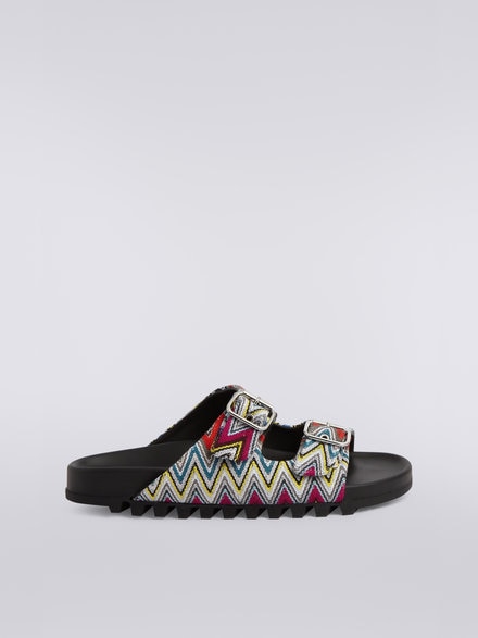 Sandalias con doble tira en tejido flameado, Multicolor  - OS23SY01BR00KISM8LJ