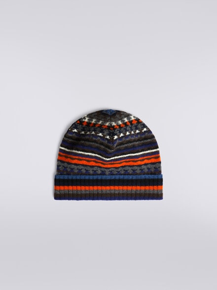 Beanie in lana jacquard, Multicolore  - OS23WS04BK036OSM9C7