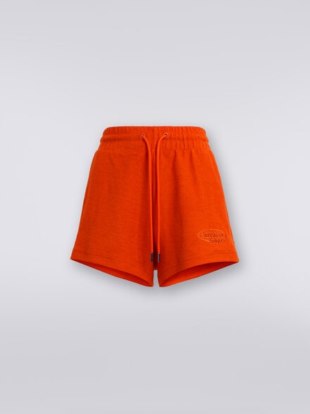 Short en molleton brossé avec logo, Orange - SS24SI01BJ00IJS207S