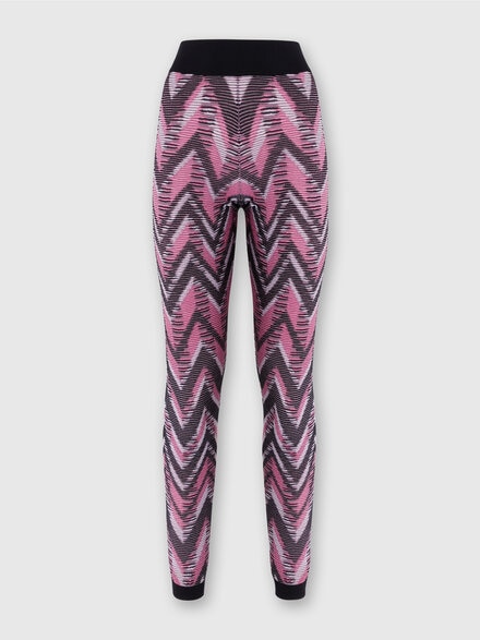 Leggings de punto a espigas con logotipo, Multicolor  - SS24SI0ABK035YSM9BD