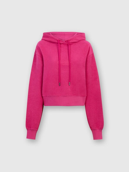 Sweat brossé court avec capuche et logo, Rouge  - SS24SW01BJ00IJS30CZ