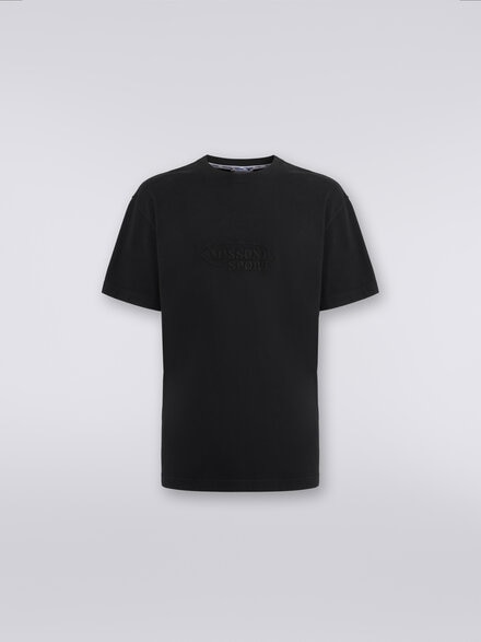 Crew-neck T-shirt in cotton with logo, Black    - TS24SL05BJ00GYS91J4