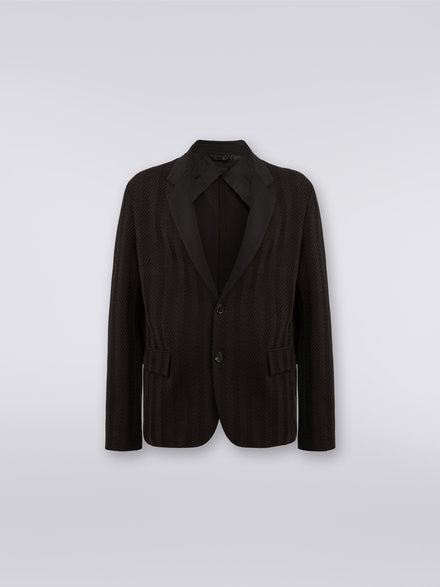 Veste en coton et viscose à chevrons, Noir    - UC23WF00BR00JC93911