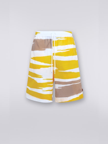 Bermudas de algodón con estampado flameado, Multicolor  - US23SI0CBW00MGS109Q