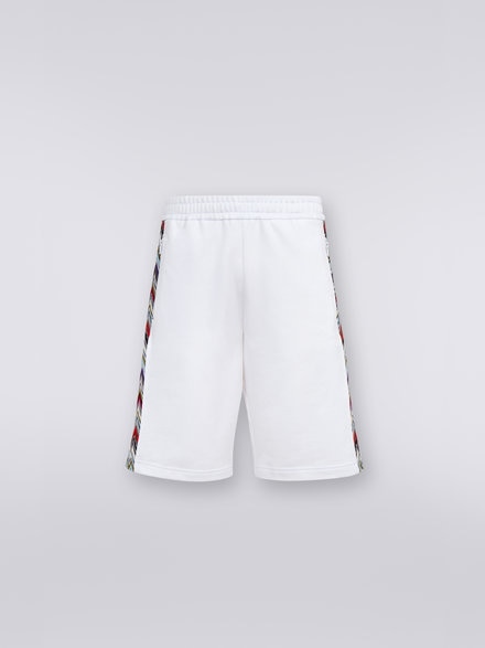 Bermudas de felpa de algodón con detalles de punto, Blanco  - US23SI14BJ00DZS016Q