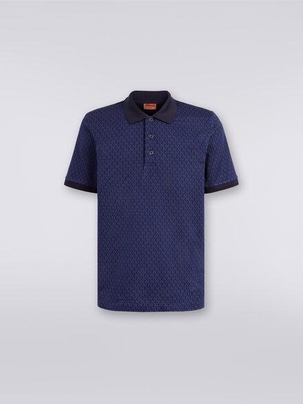 Short-sleeved cotton polo shirt , Blue - US23W20BBJ00HMS72CW