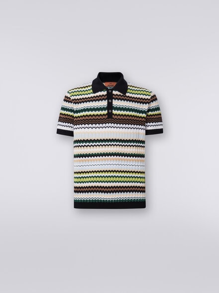 Polo de manga corta en punto de algodón zigzag, Verde  - US24S208BK034NS612S