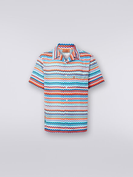 Camisa de manga corta modelo de bolos en viscosa zigzag, Multicolor  - US24SJ0CBW00RLSM98R