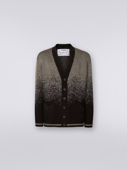 Cardigan en coton mélangé avec lurex et paillettes, Noir    - US24SM0EBK034MS91J5