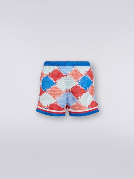 Swimming trunks in slub nylon with logo print, Multicoloured  - US24SP00BW00RSSM98X