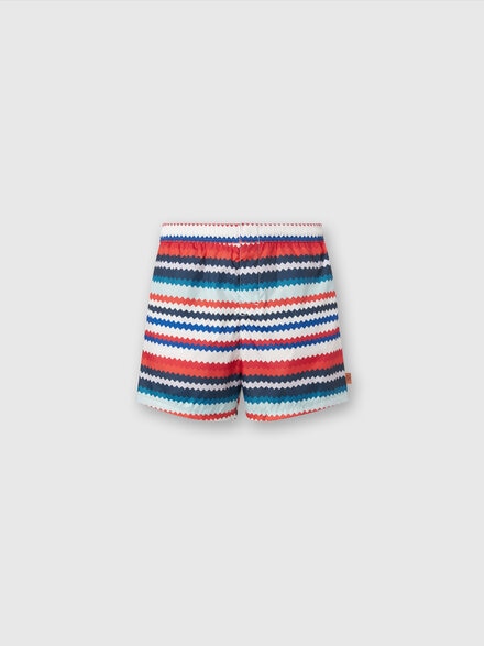 Boxer de bain en nylon à imprimé micro zig zag, Multicolore  - US24SP00BW00SFSM98Q