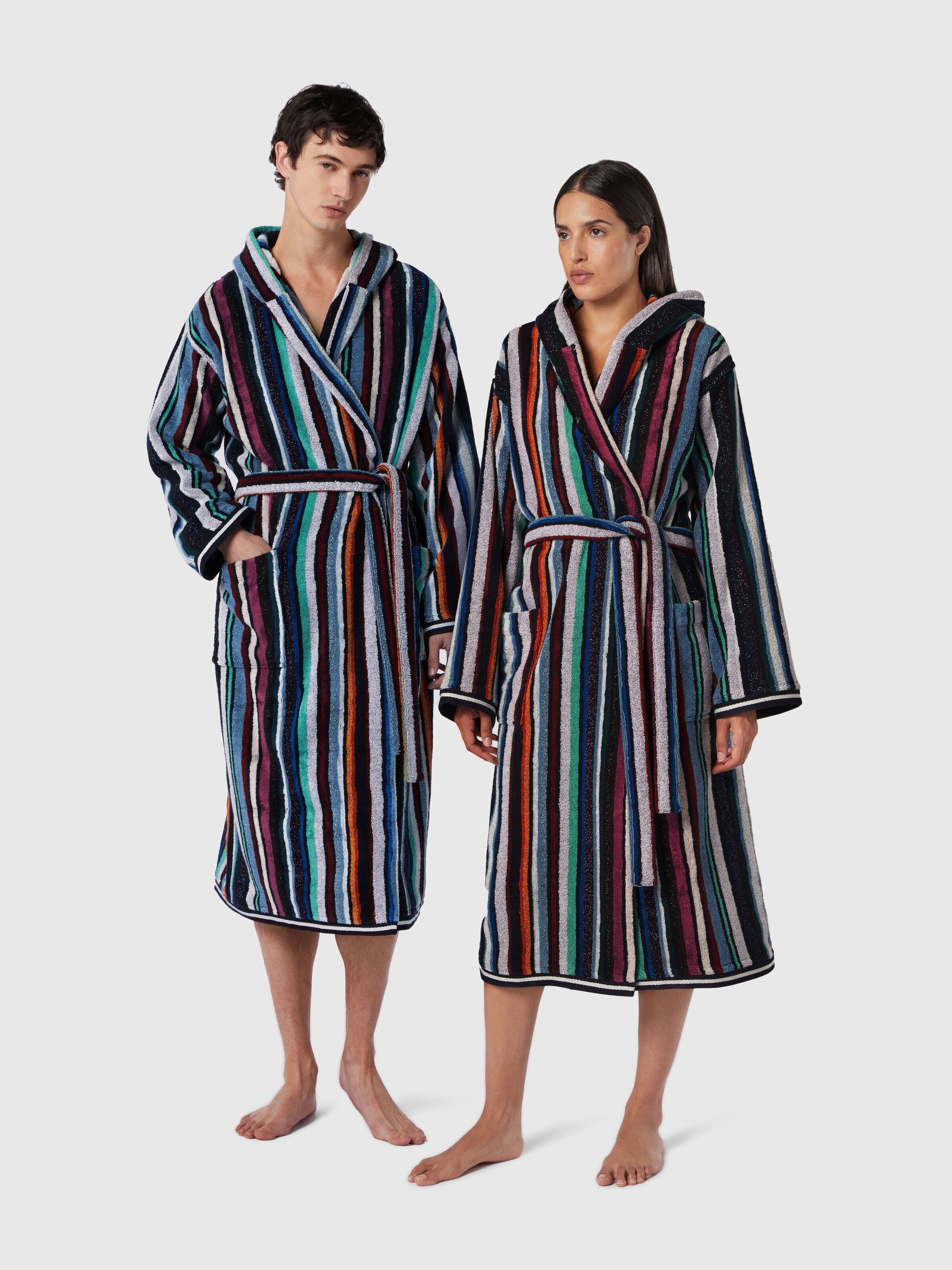 Chandler cotton terry bathrobe with lurex, Blue - 1