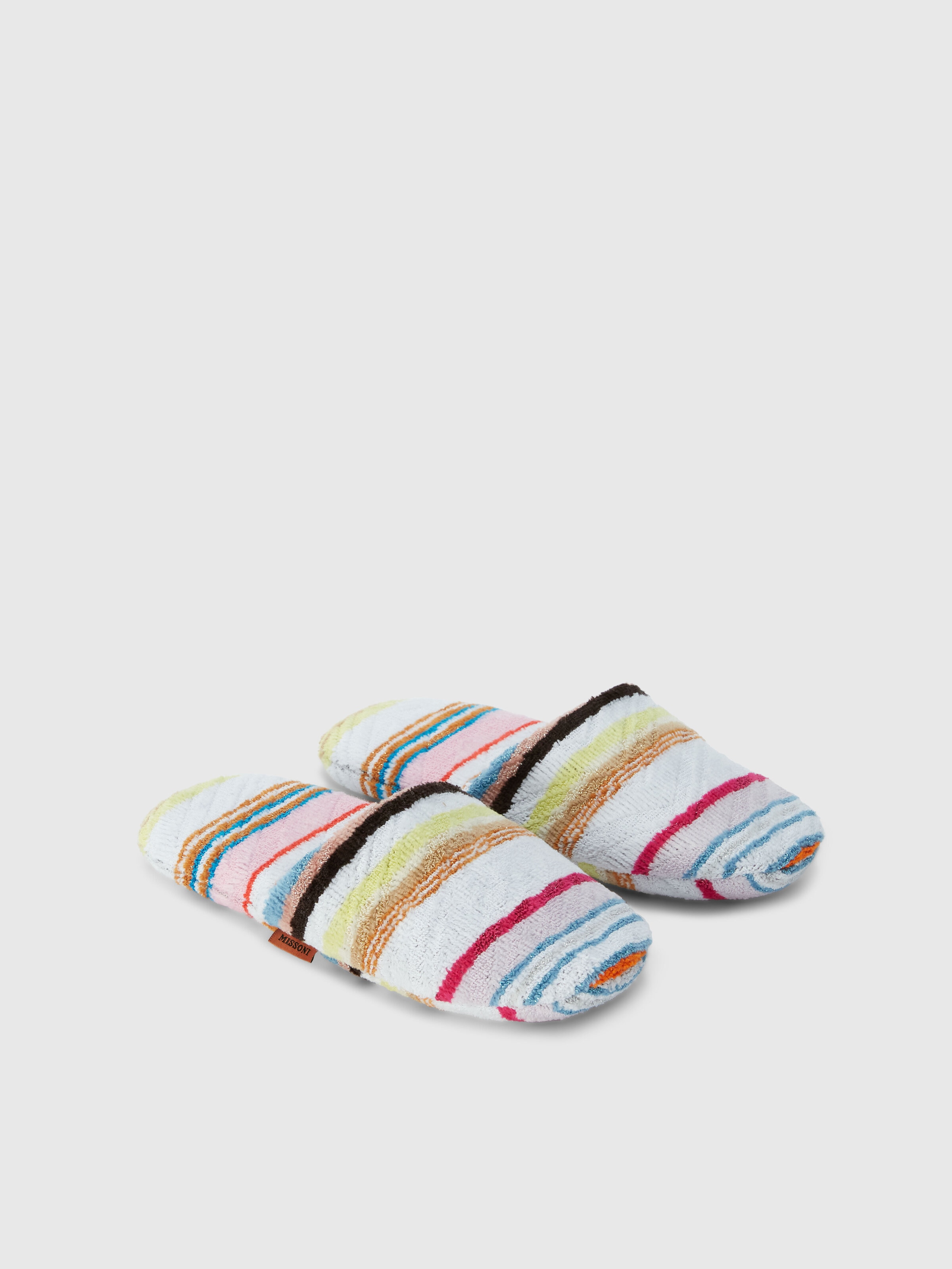 Moonshadow cotton terry slippers with lurex, Multicoloured  - 1