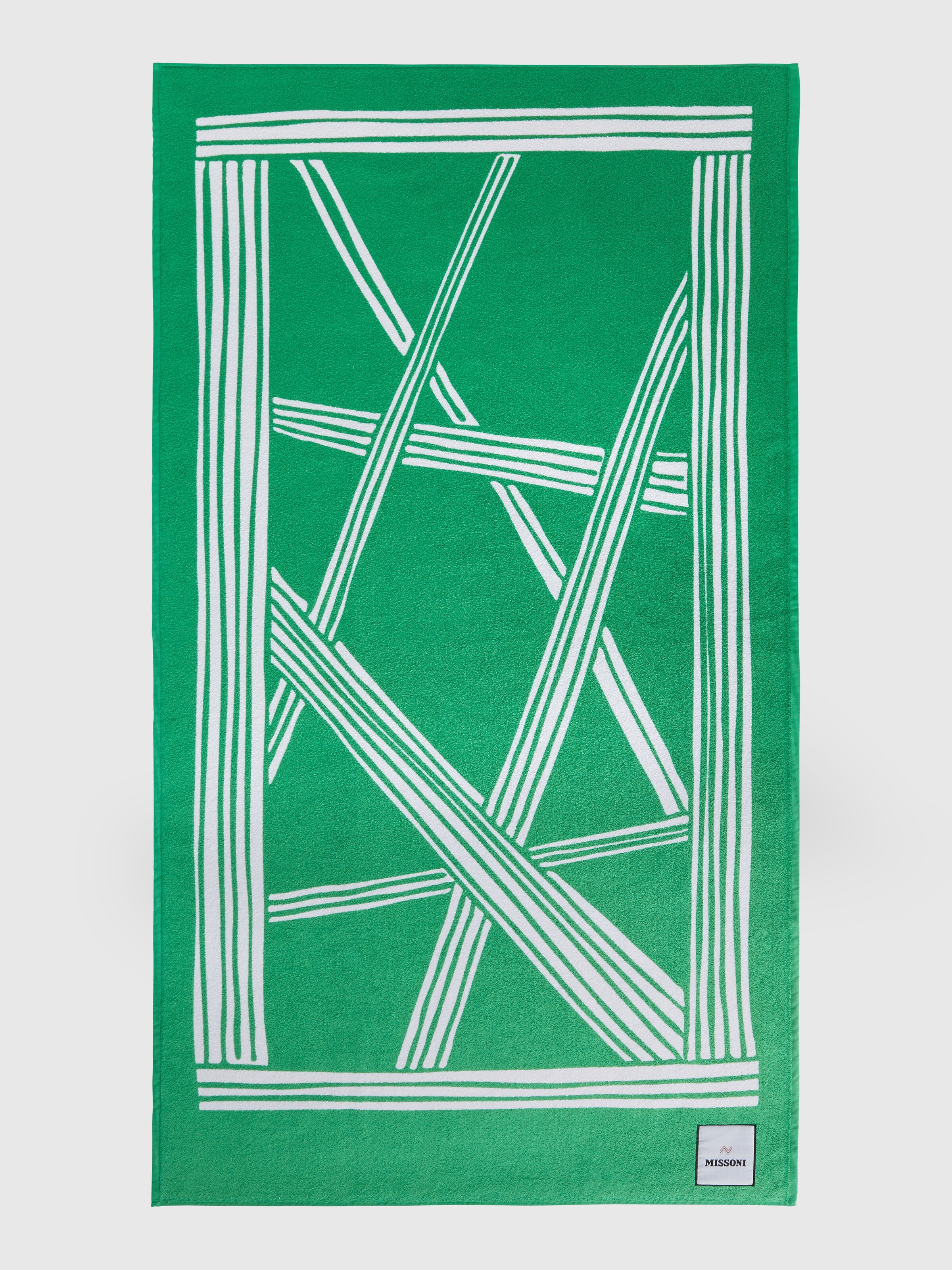 Nastri 180x100 cm cotton terry beach towel, Green - 1