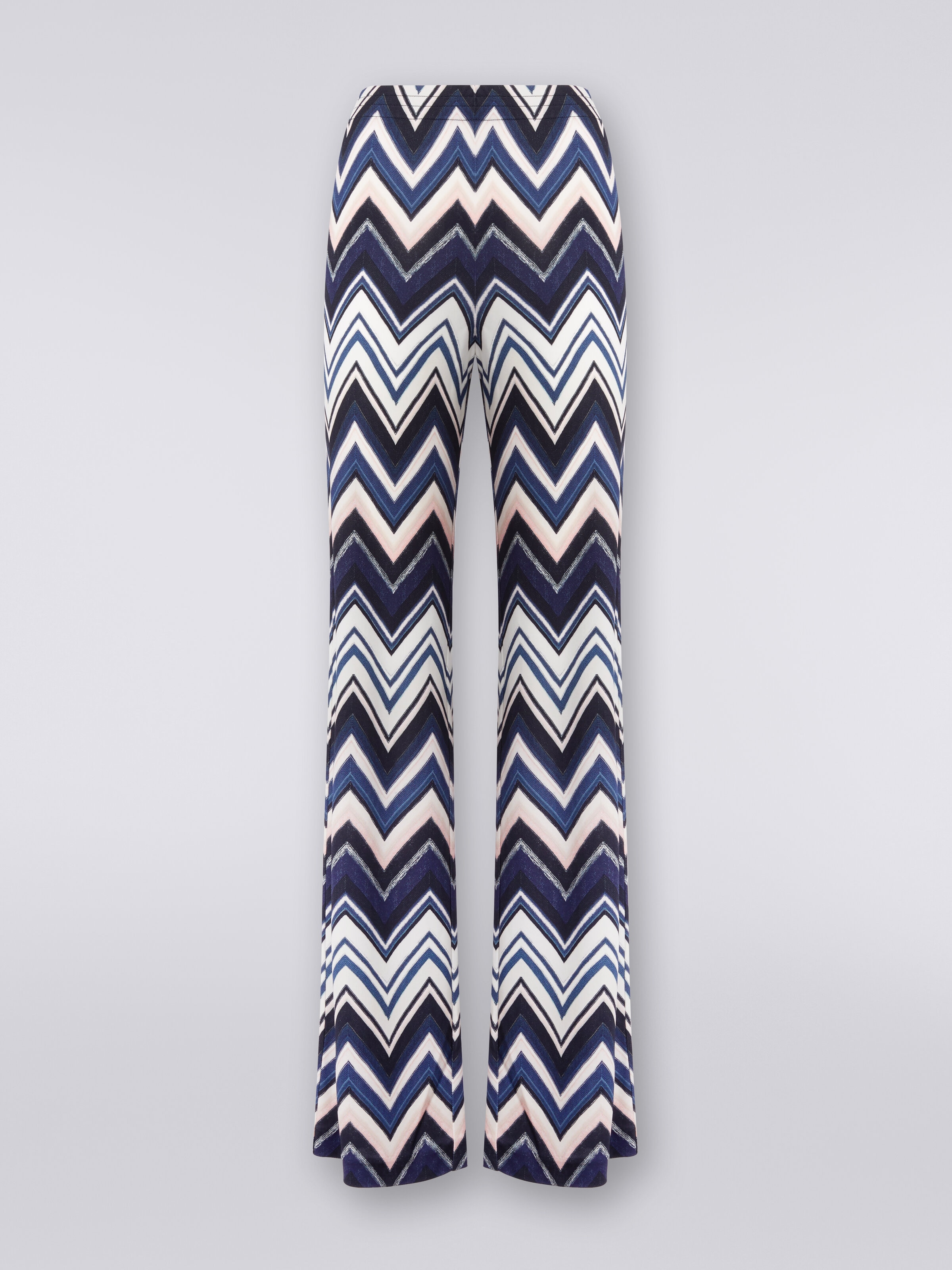 Pantalones de viscosa con estampado zigzag, Multicolor  - 0