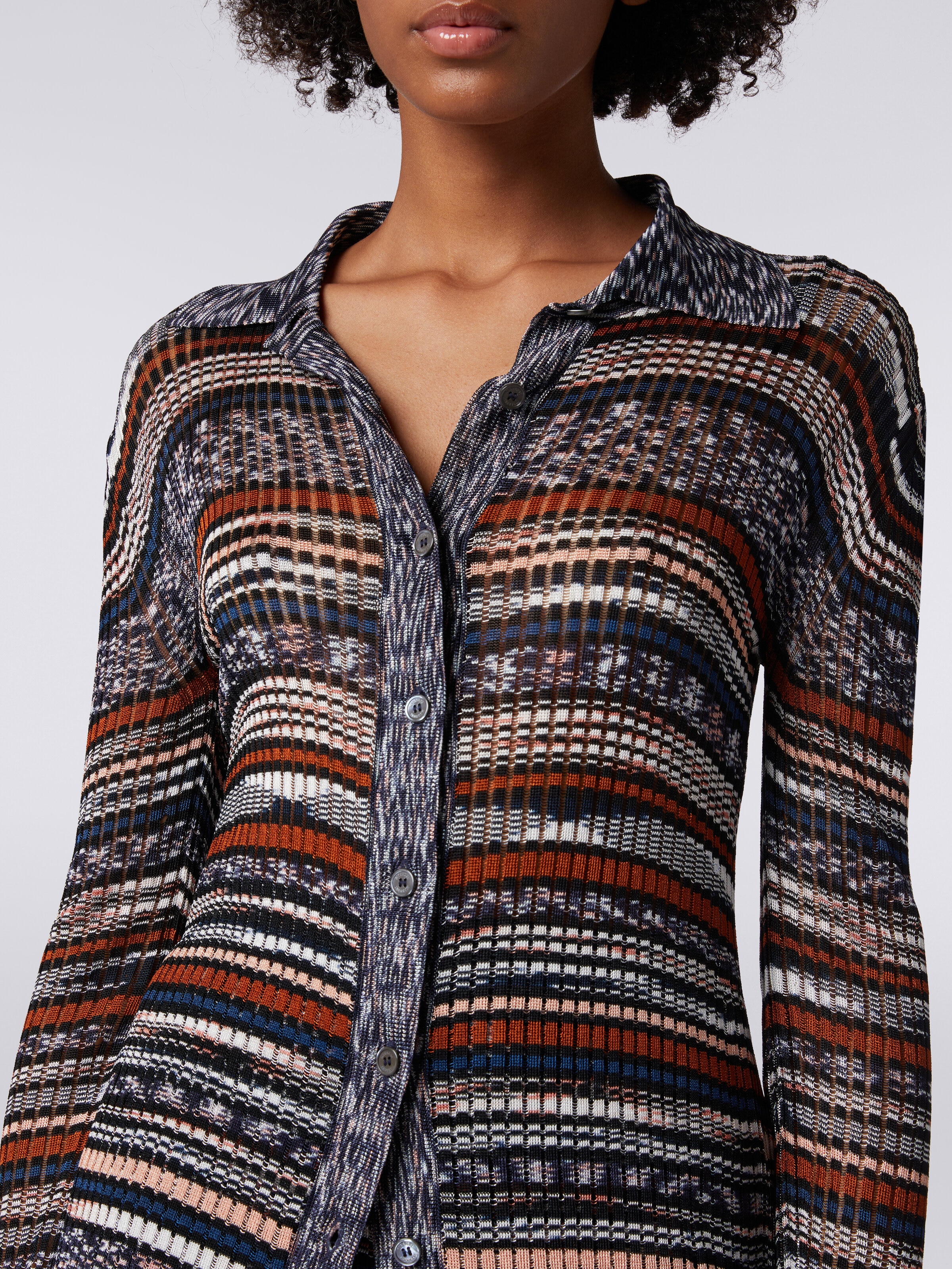 Shirt in slub ribbed viscose knit , Multicoloured  - 4