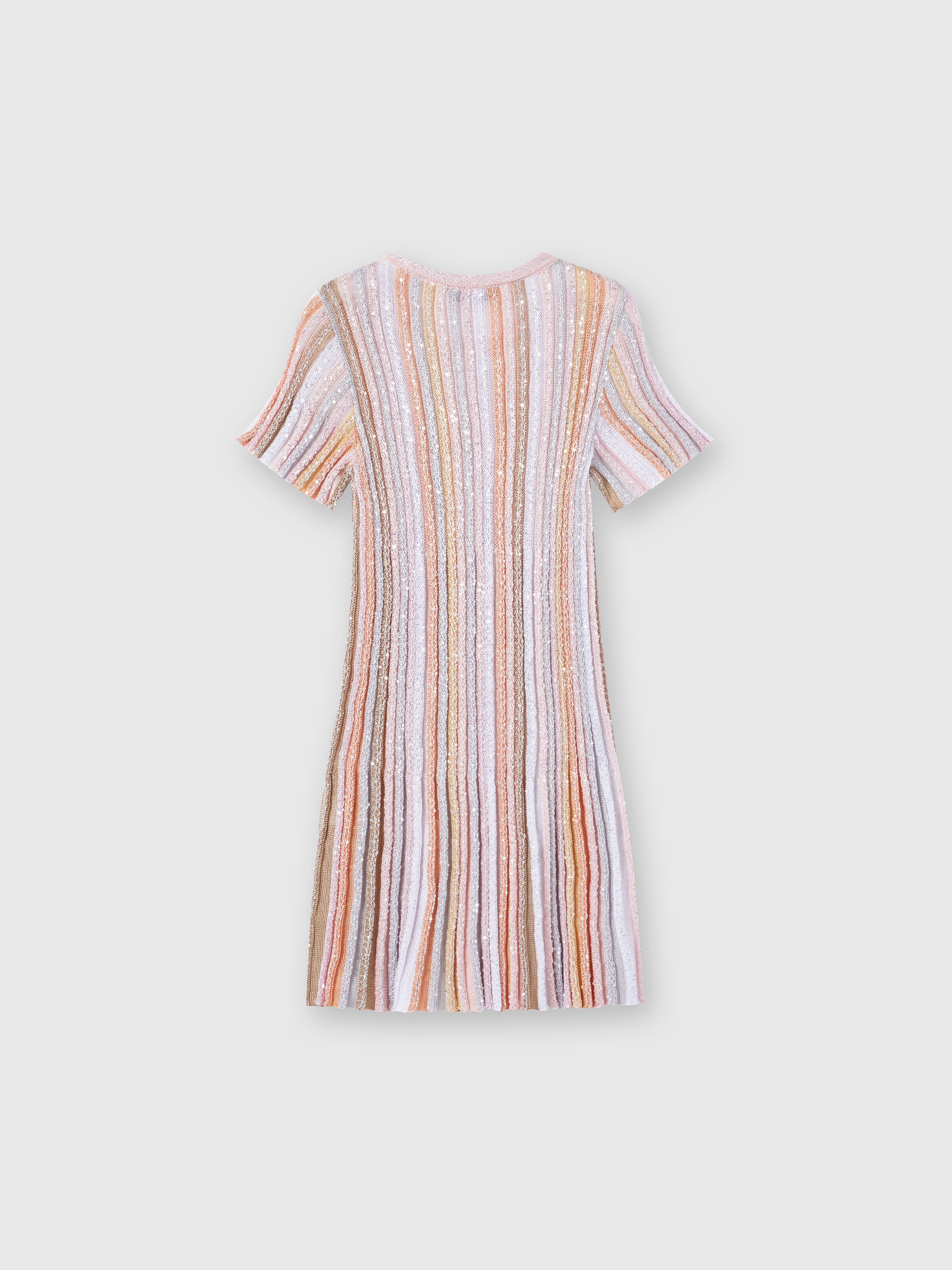 Short-sleeved dress in pleated viscose knit, Multicoloured  - 1