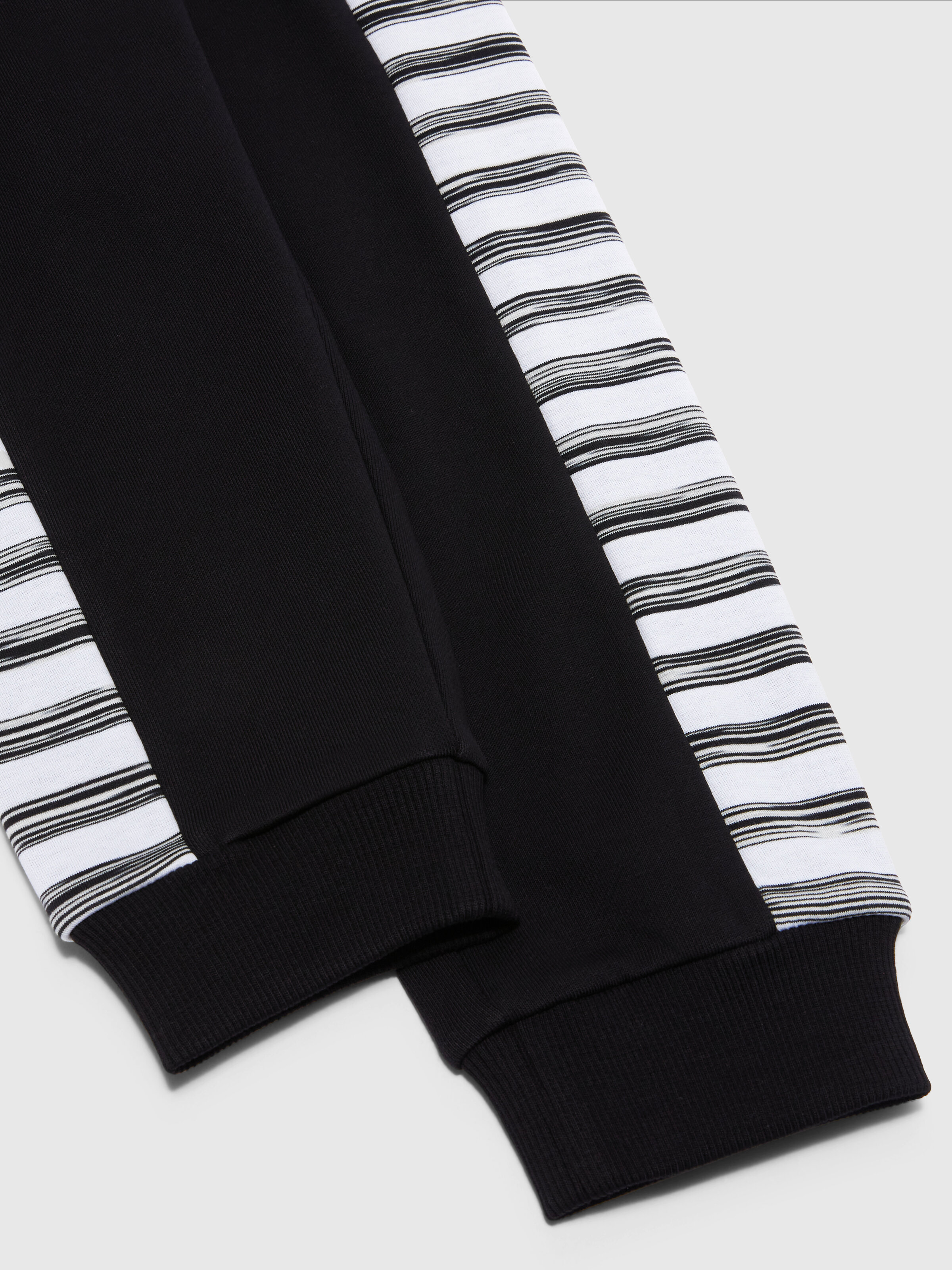 Cotton joggers with slub inserts, Black & White - 3