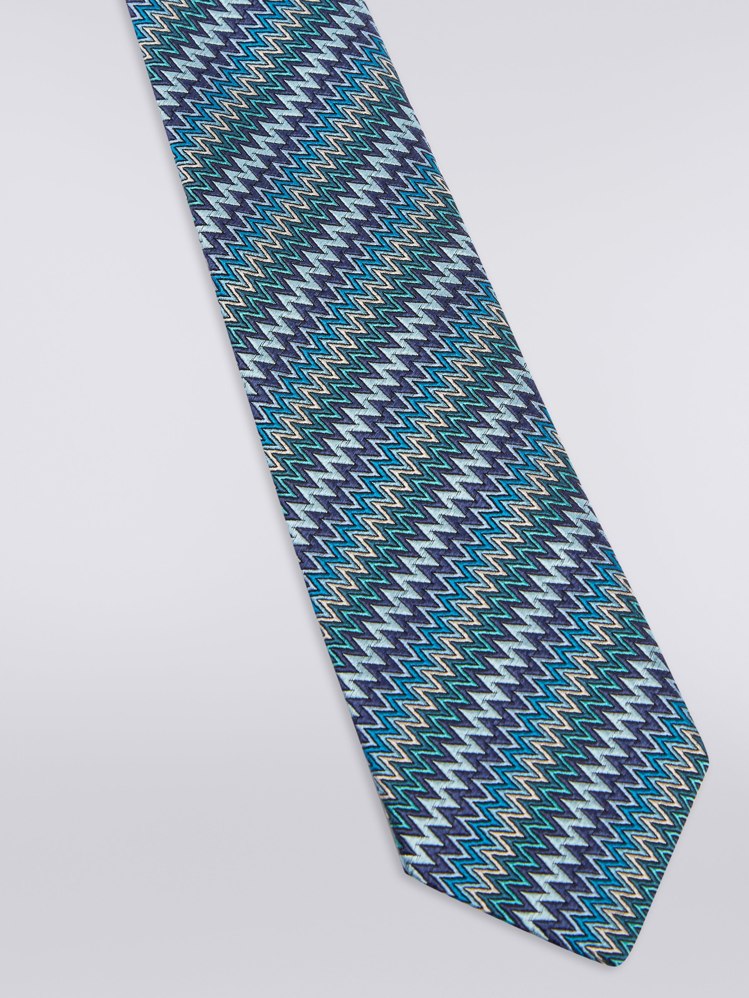 Zigzag silk tie, Multicoloured  - 1