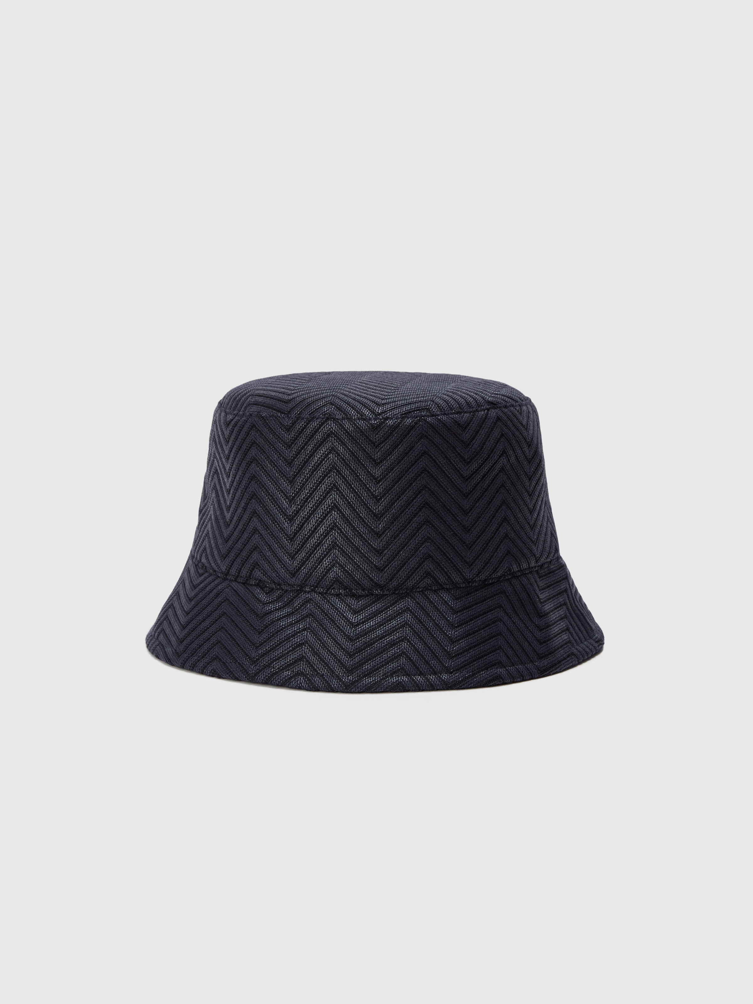 Bucket hat in cotton and viscose chevron, Multicoloured  - 0