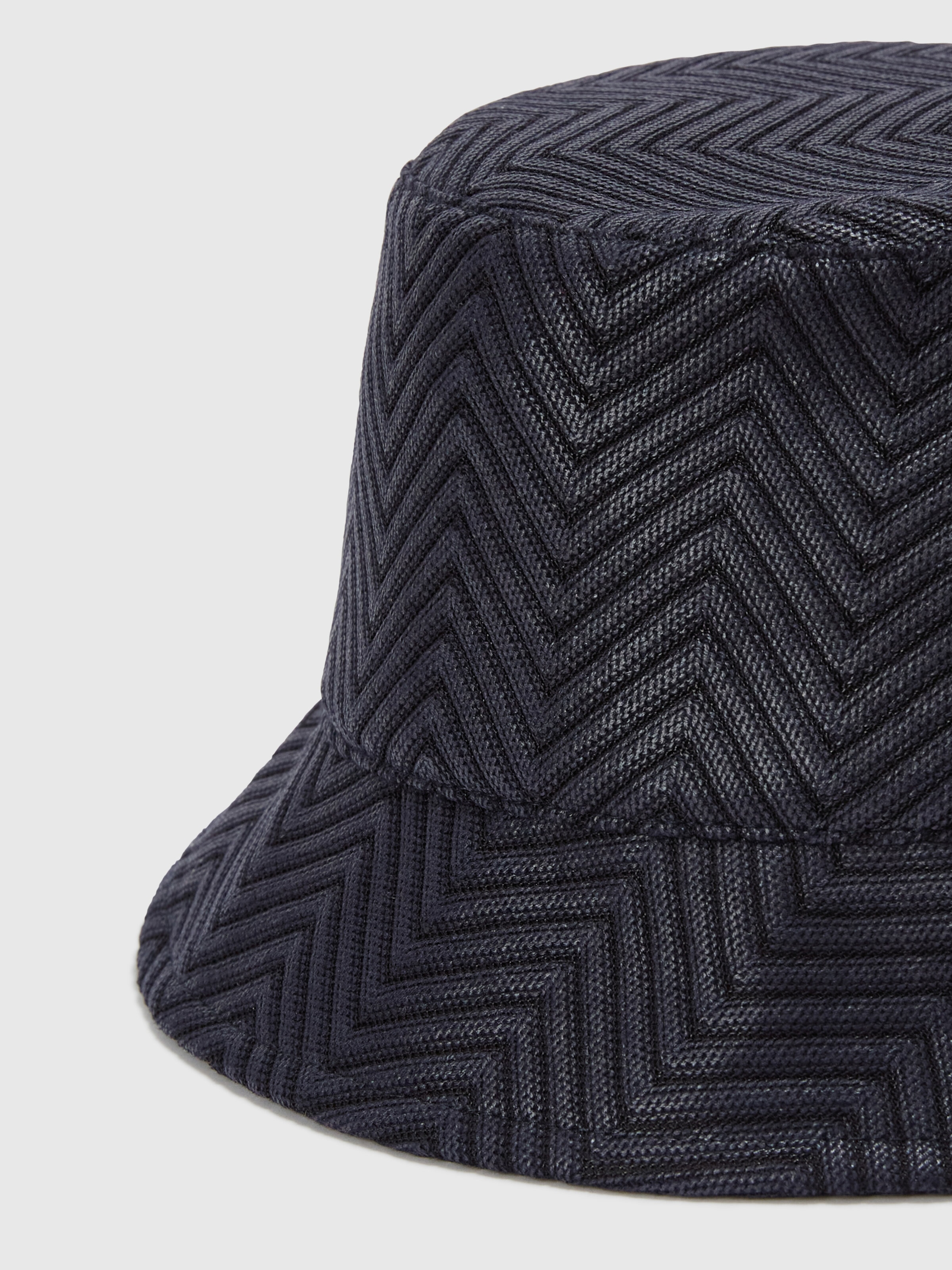 Bucket hat in cotton and viscose chevron, Multicoloured  - 1