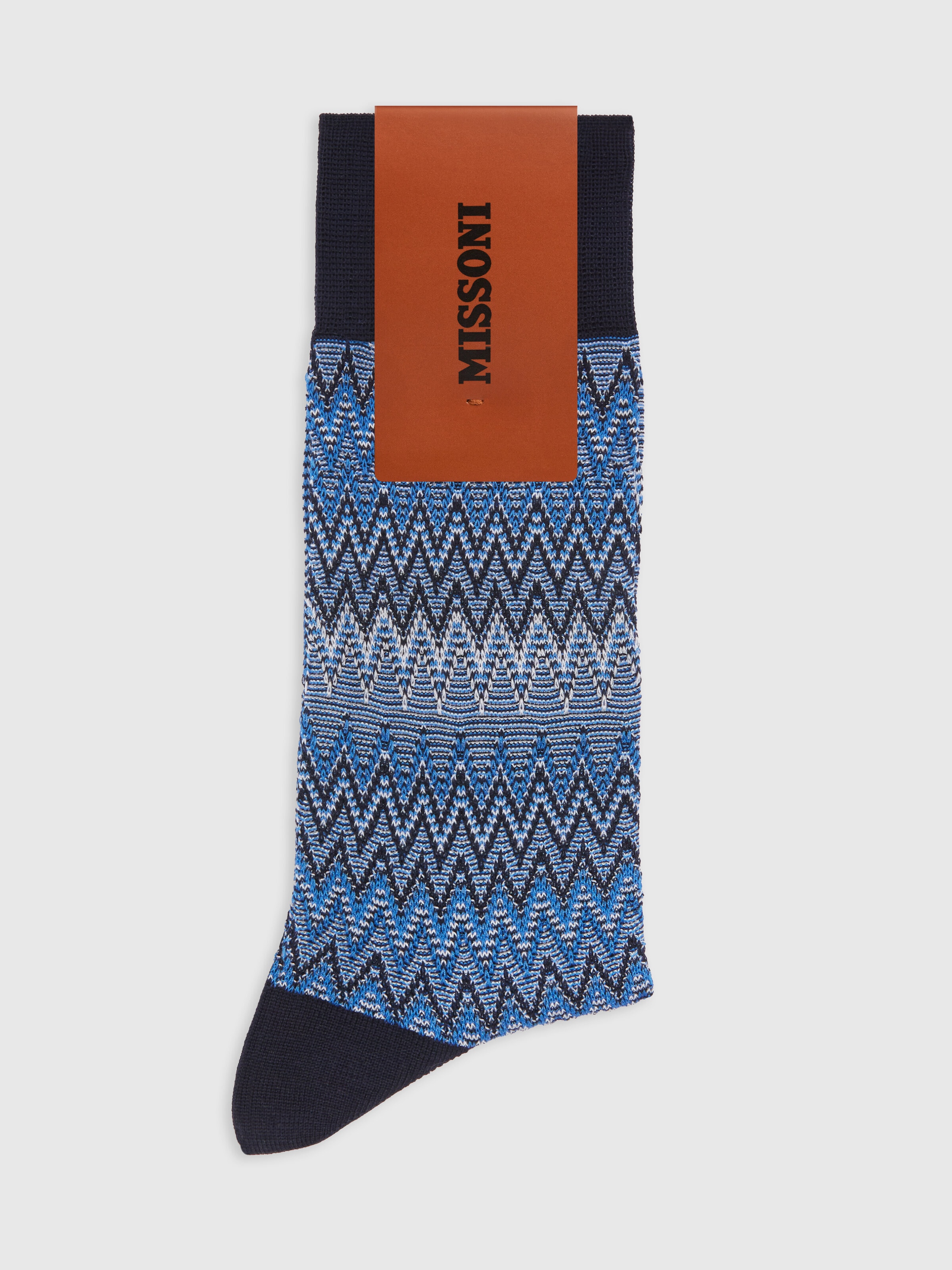 Cotton blend short socks with chevron pattern, Multicoloured  - 1