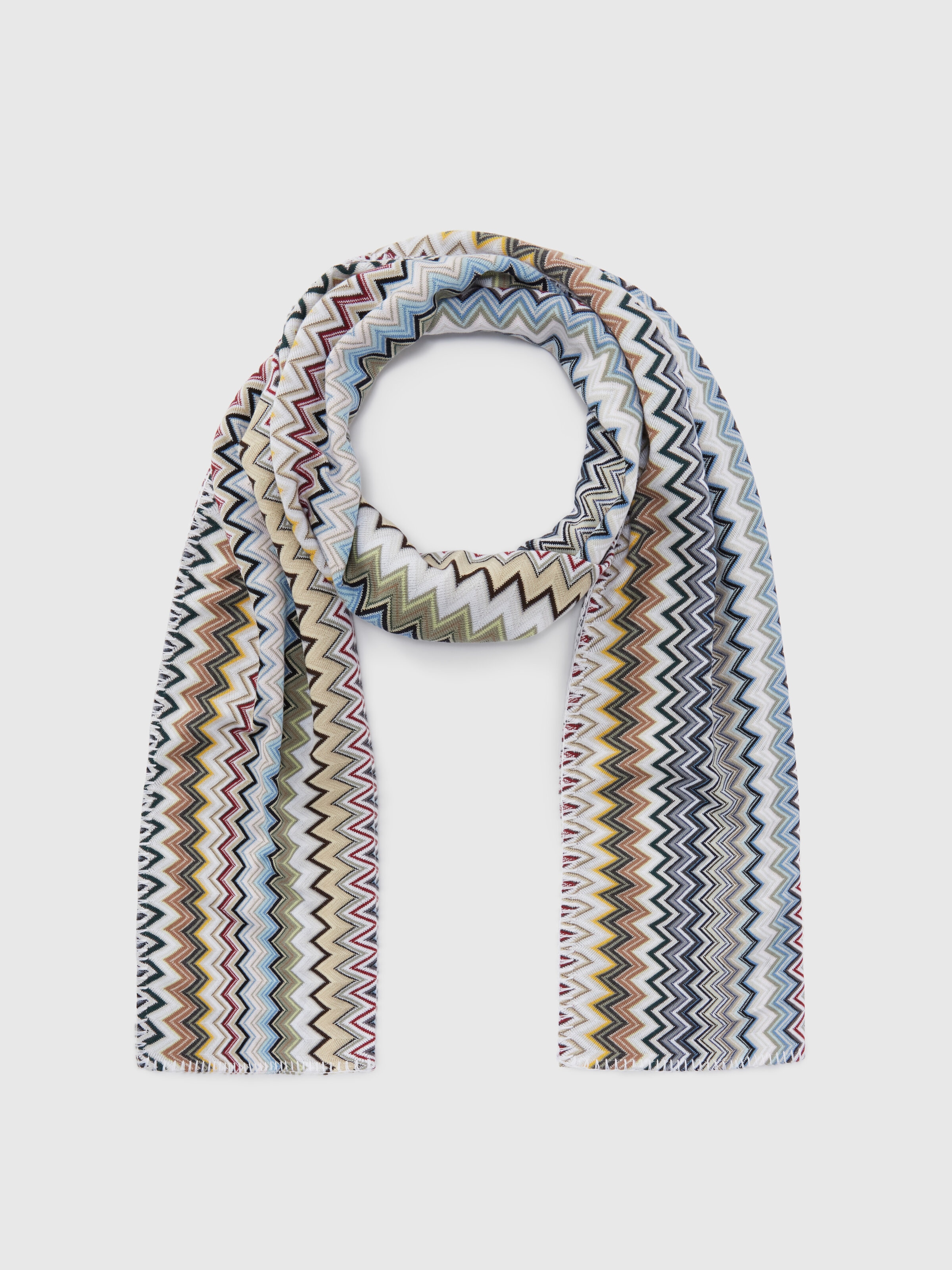 Cotton chevron knit scarf, Multicoloured  - 0