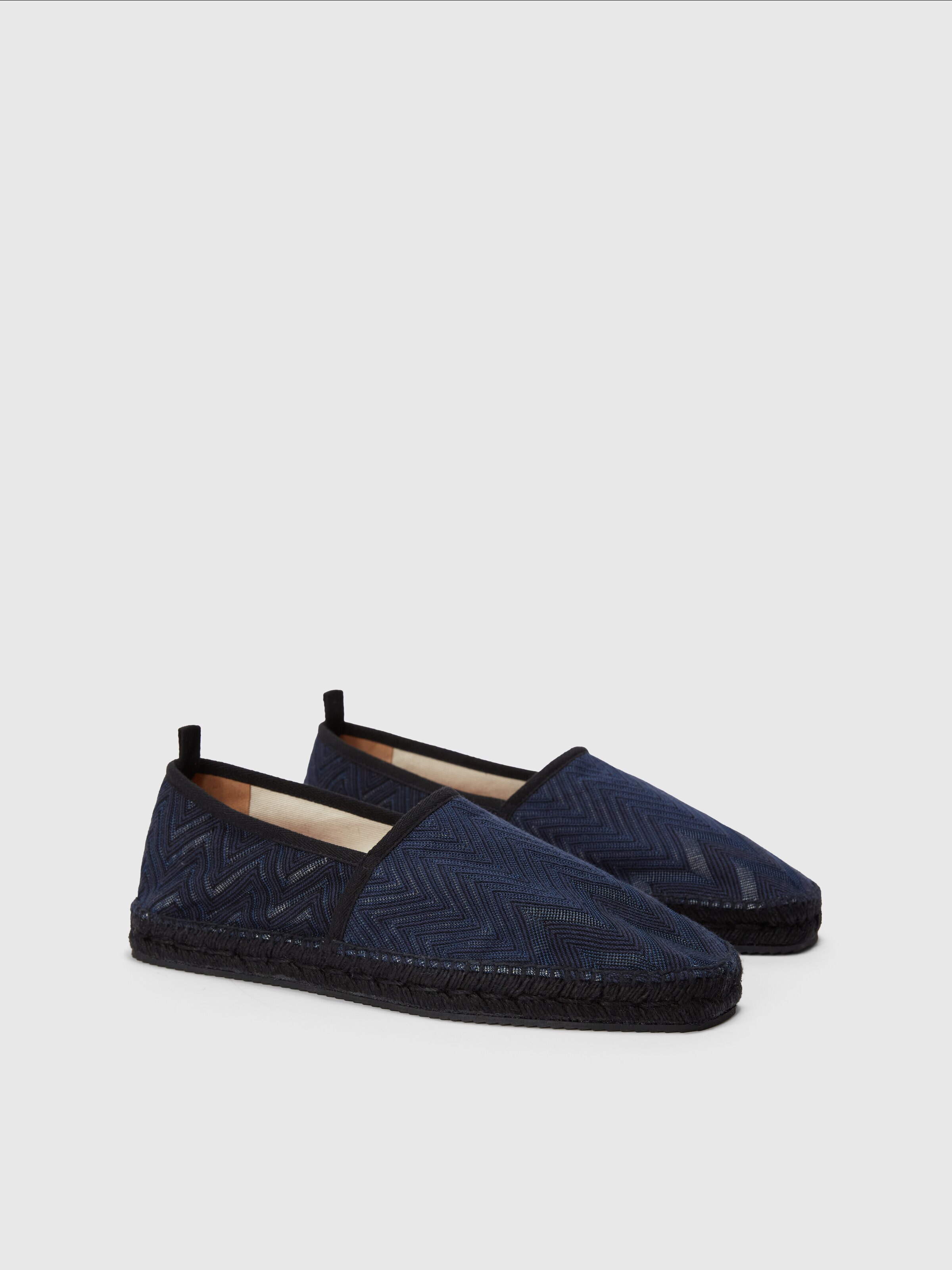 Espadrilles in zigzag fabric, Navy Blue  - 1