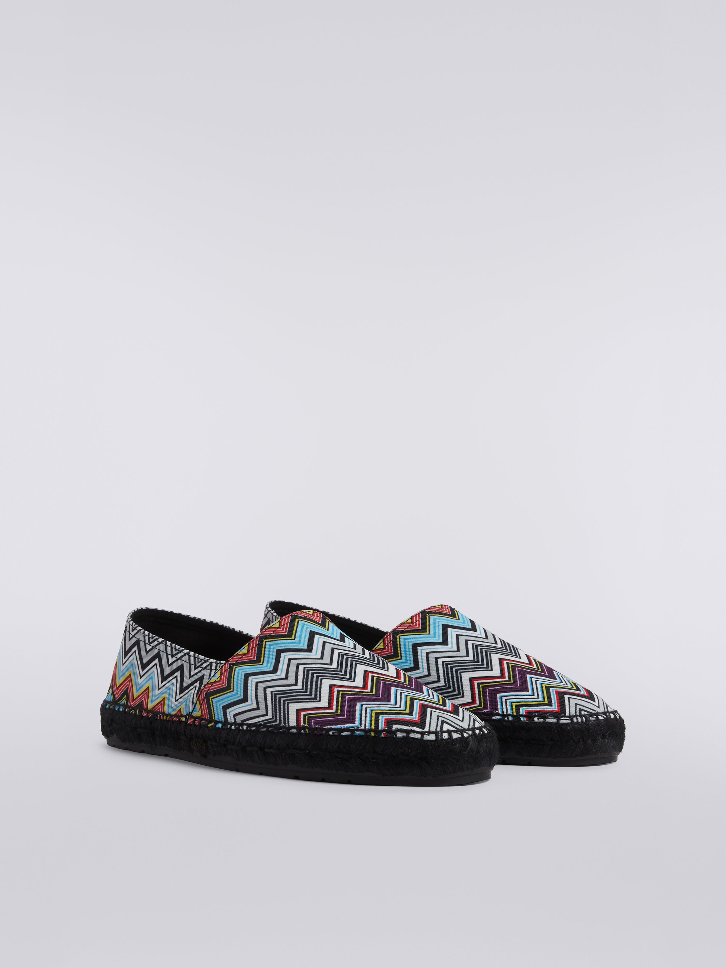 Espadrilles flat in canvas stampato con scritta logo, Multicolore  - 1