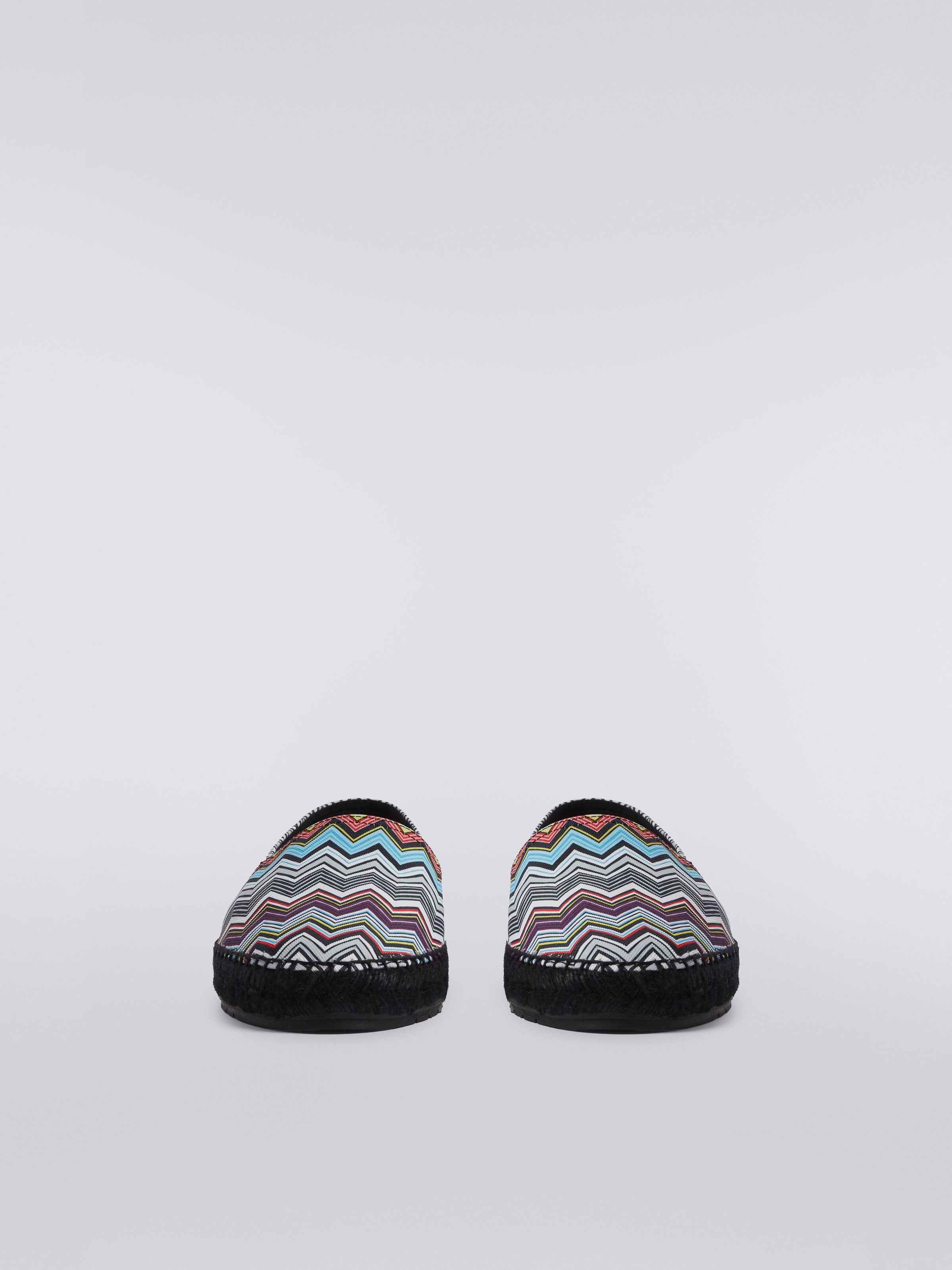 Espadrilles flat in canvas stampato con scritta logo, Multicolore  - 2