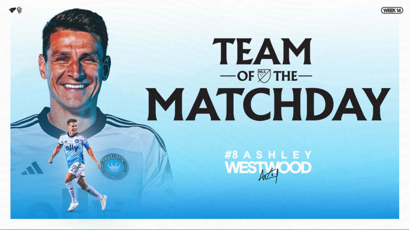 Charlotte FC Midfielder Ashley Westwood Named to MLS Team of the Matchday