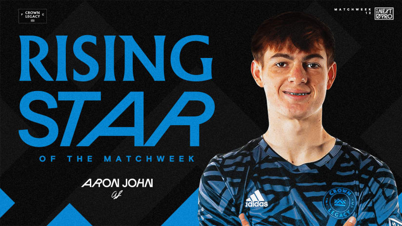 Crown Legacy FC Midfielder Aron John Earns Rising Star of the Matchweek Honors 