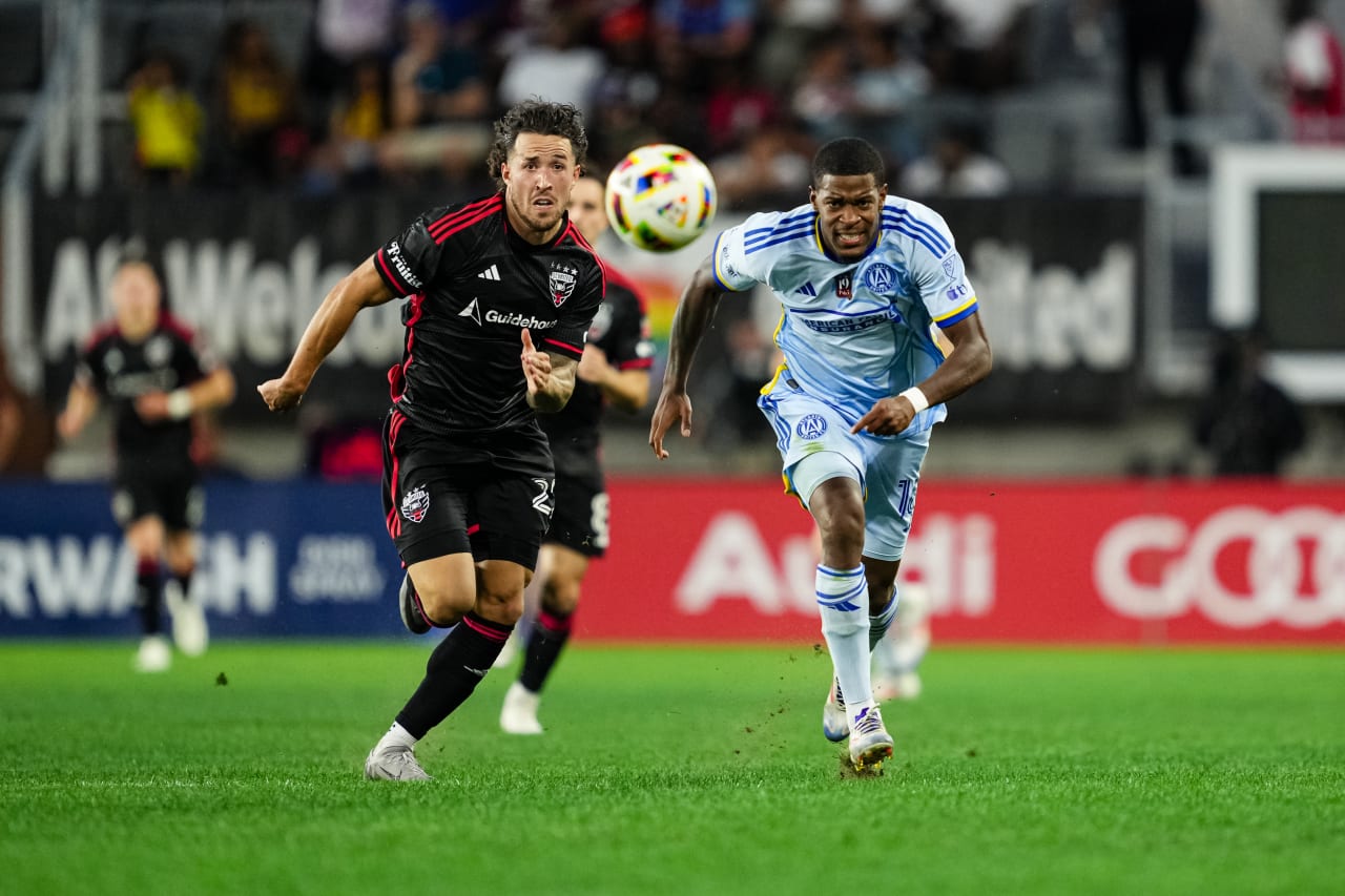 Atlanta United forward Xande Silva #16 battles for the ball during the second half of the match against the D.C. United at Audi Field in Washington,  on Wednesday June 19, 2024.