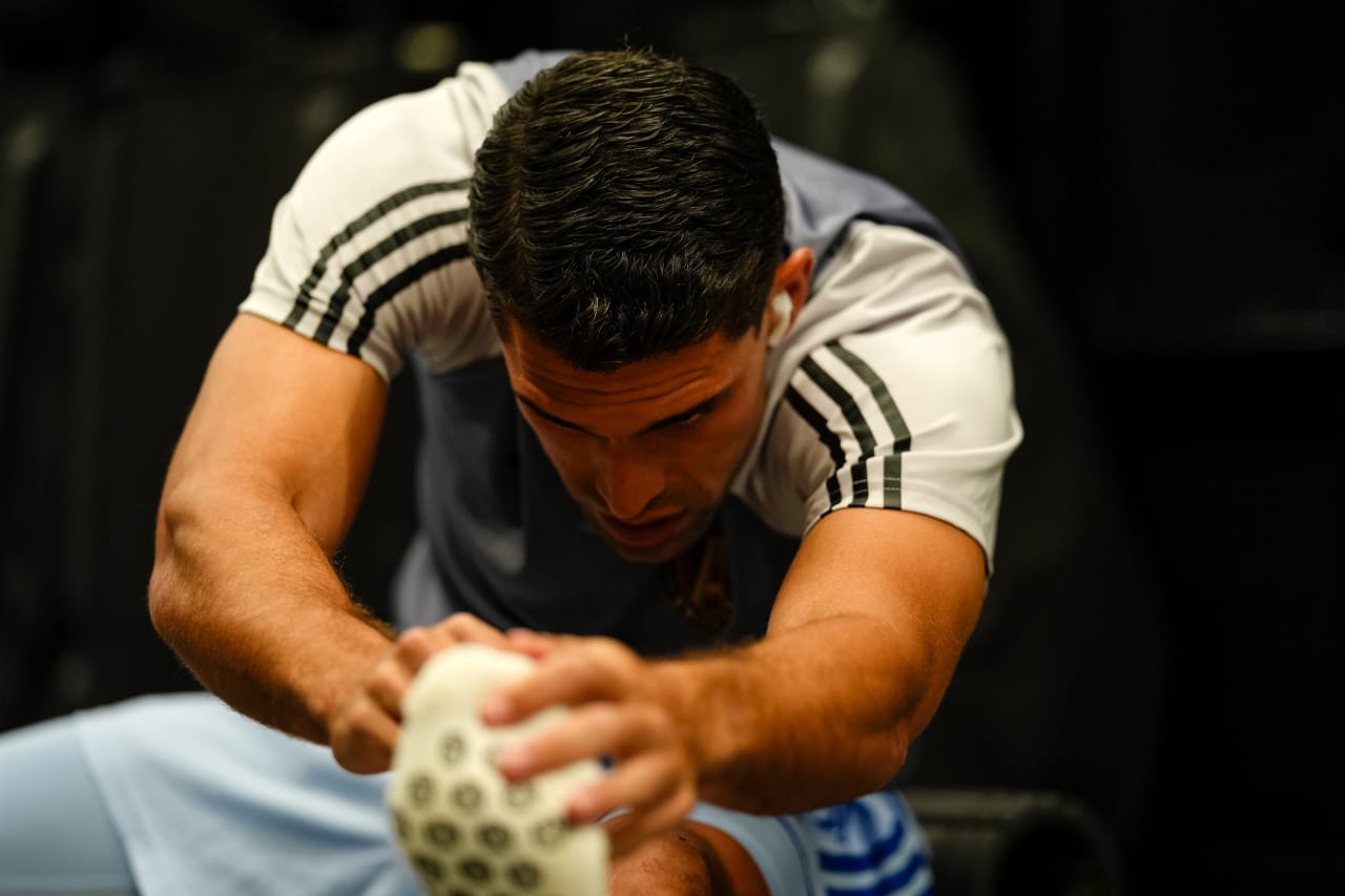 Atlanta United forward Daniel Rios #19 in the locker room prior to the match against the D.C. United at Audi Field in Washington,  on Wednesday June 19, 2024.