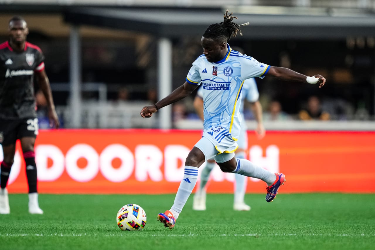 Atlanta United midfielder Tristan Muyumba #8 during the first half of the match against the D.C. United at Audi Field in Washington,  on Wednesday June 19, 2024.