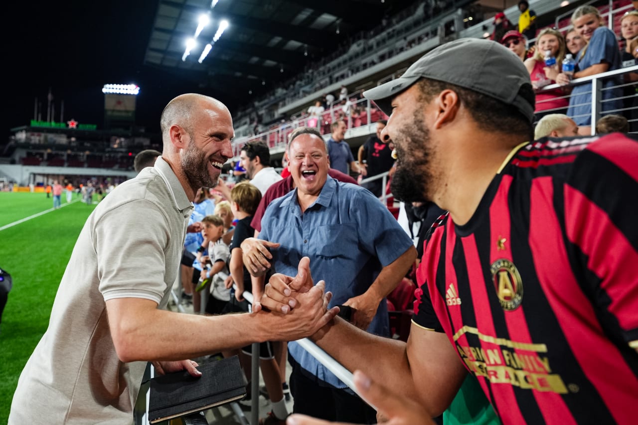 Atlanta United Interim Head Coach Rob Valentino reacts after the match against the D.C. United at Audi Field in Washington,  on Wednesday June 19, 2024.