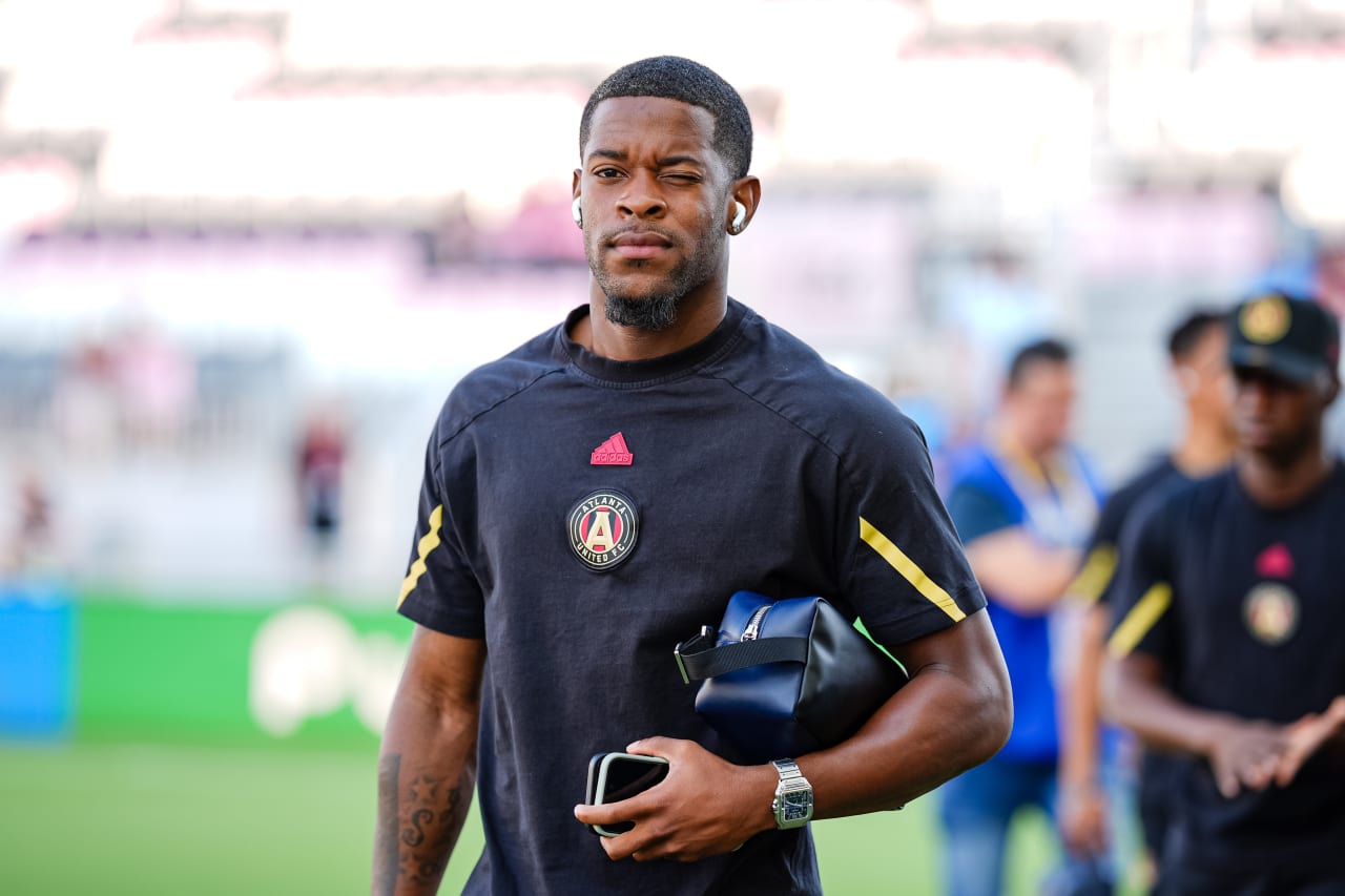 Atlanta United forward Xande Silva #16 arrives prior to the match against the Inter Miami at Chase Field in Fort Lauderdale, FL on Wednesday May 29, 2024