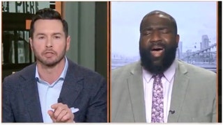 JJ Redick pushes back on Kendrick Perkins racist insinuations about NBA voters. (Credit: Screenshot/Twitter Video https://twitter.com/SwipaCam/status/1630983952000221215)