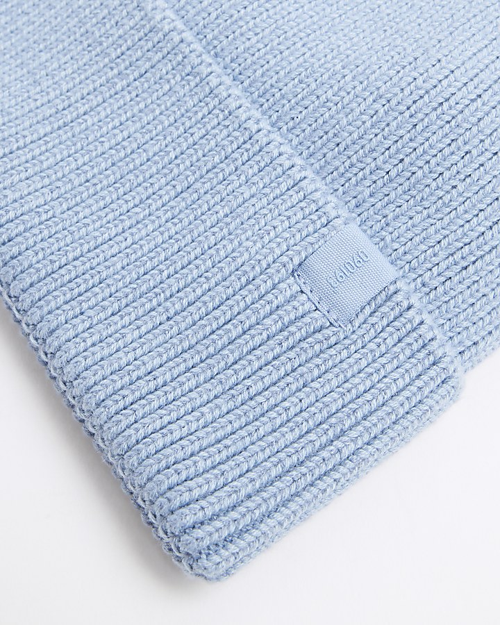 Blue knitted beanie