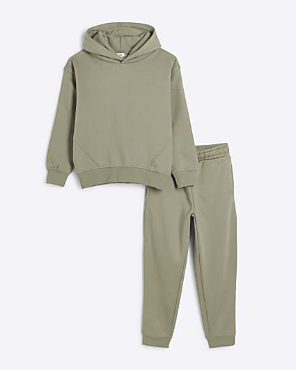 Boys Khaki Essential Hoody and Jogger Set