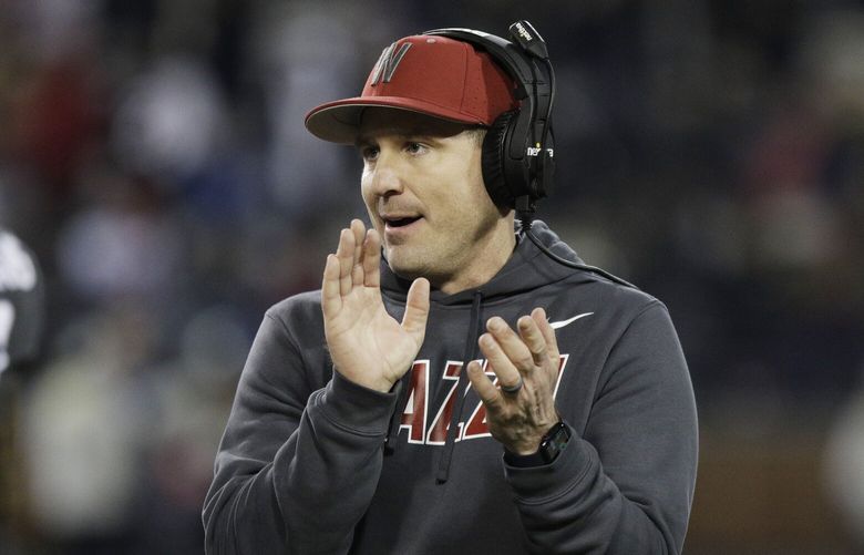 Washington State head coach Jake Dickert reacts on the field during a break in play in the first half of an NCAA college football game against Colorado, Friday, Nov. 17, 2023, in Pullman, Wash. (AP Photo/Young Kwak) OTK OTK