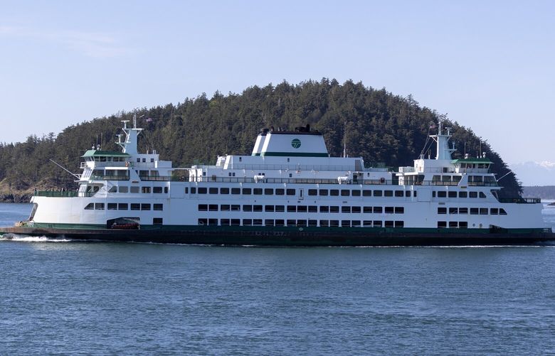 The M/V Samish ferry travels toward Anacortes from Friday Harbor on Thursday, May 9, 2024.