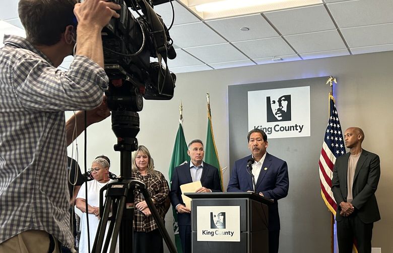 City of Seattle Mayor Bruce Harrell speaks at a press briefing about the 100 Days of Action against gun violence initiative on Wednesday, July 10, 2024.