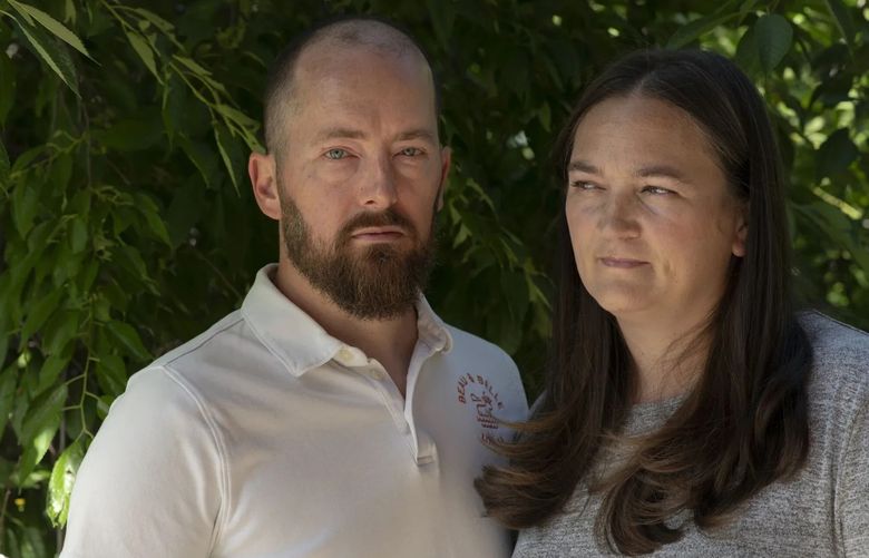 Paul Baron and Rachelle Baron designed a washable swim diaper that quickly became a best-selling product on Amazon. A scathing review after Amazon sent out a returned, used diaper now haunts the couple. (Rachel Woolf / Bloomberg)