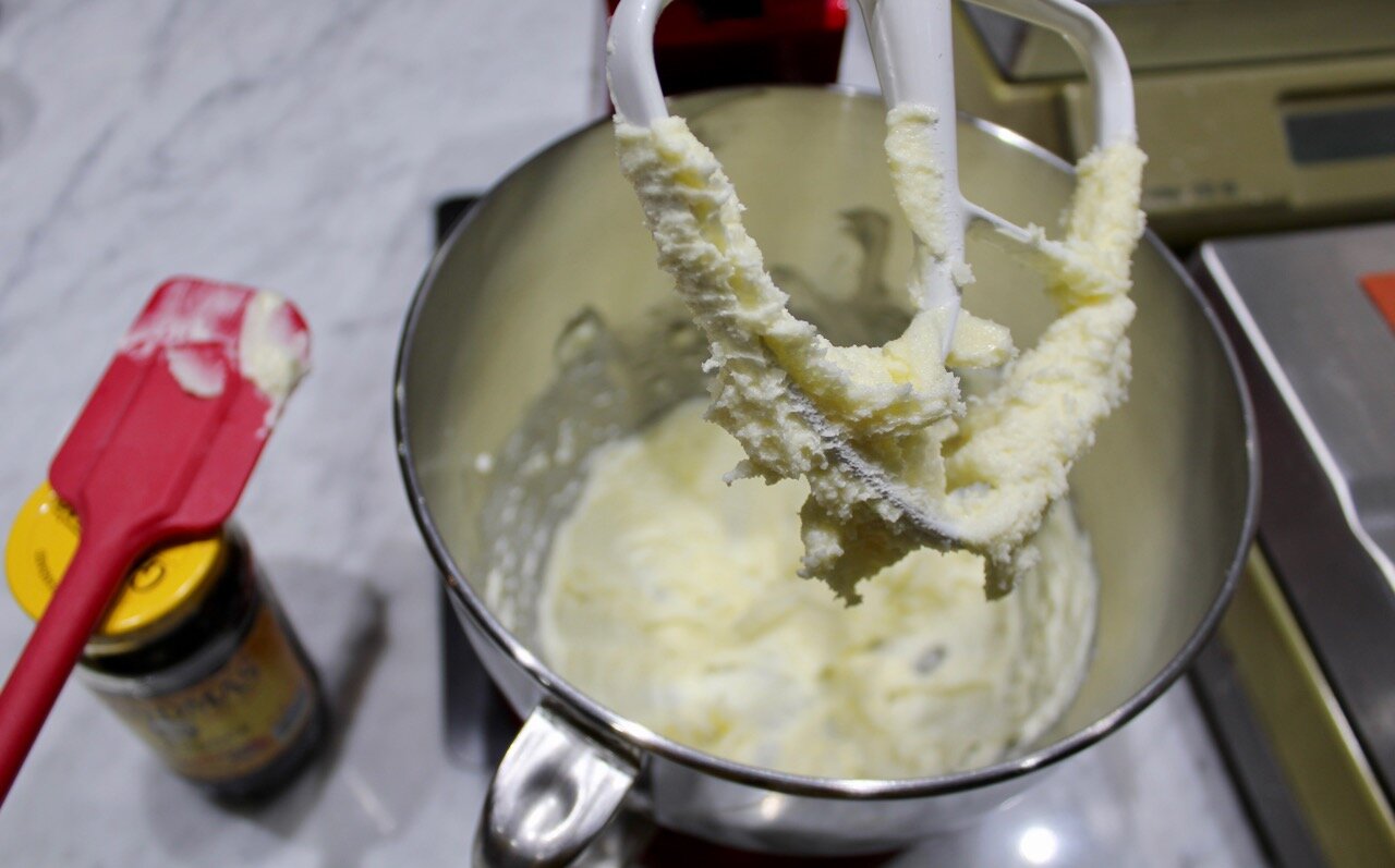 2) creaming butter and sugar 