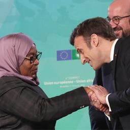 Samia Suluhu Hassan, Emmanuel Macron und Charles Michel