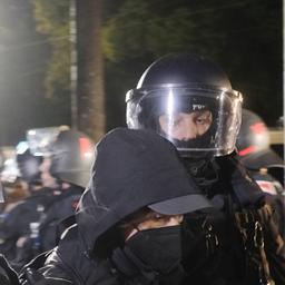 Polizisten führen eine Person auf einer Demonstration ab.